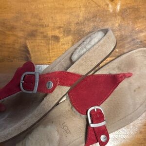 UGG Women's Red and Tan Sandals